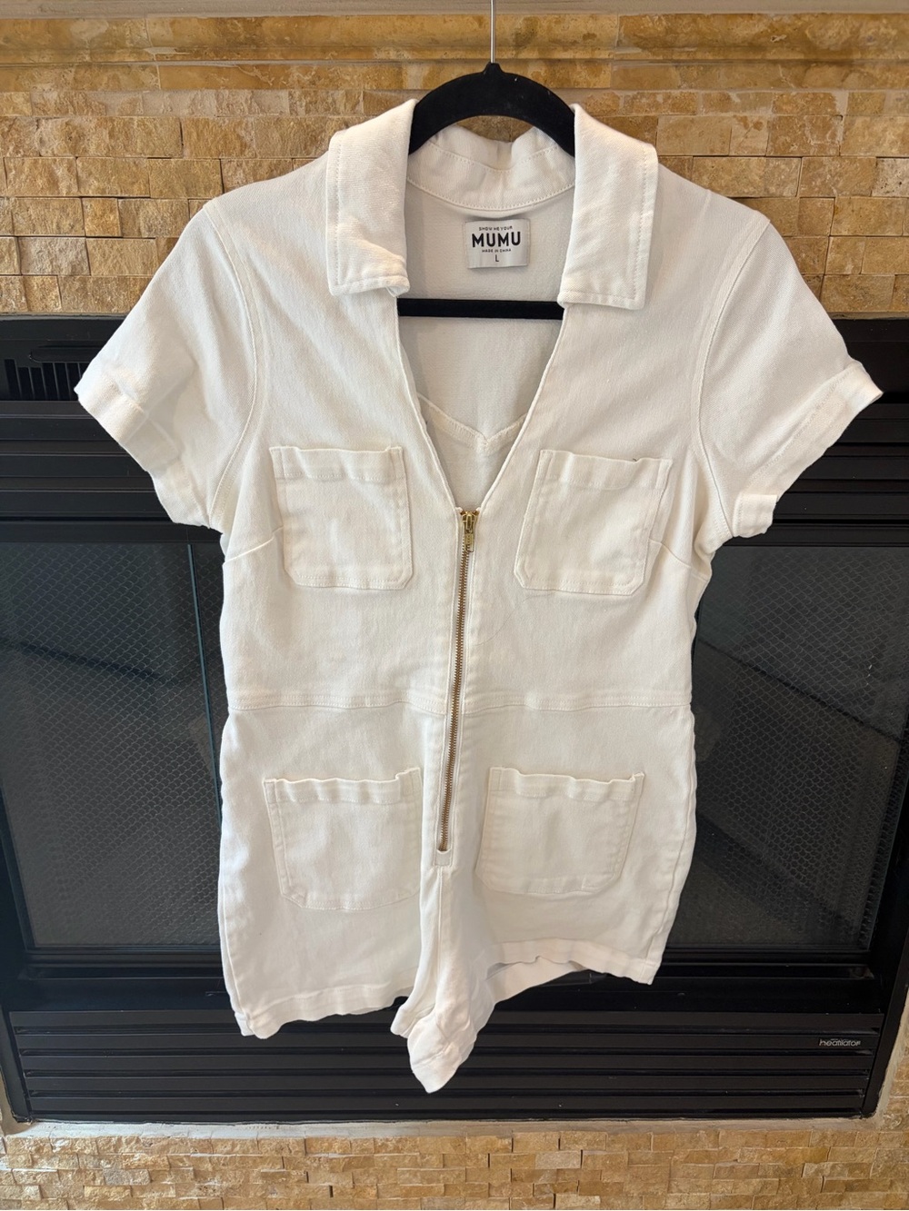 Show Me Your Mumu White Zip-Front Short Sleeve Romper